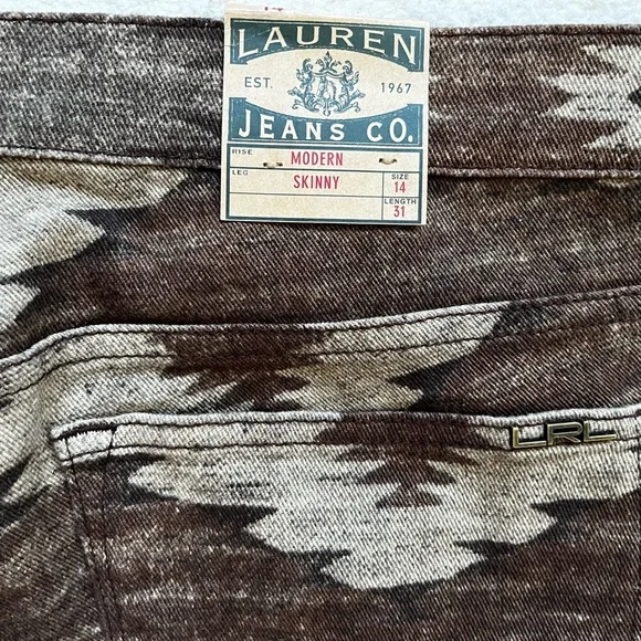 LAUREN RALPH LAUREN NWT SOUTHWEST BOHO PANTS SIZE 14 Modern Skinny Yellowstone - Picture 5 of 9